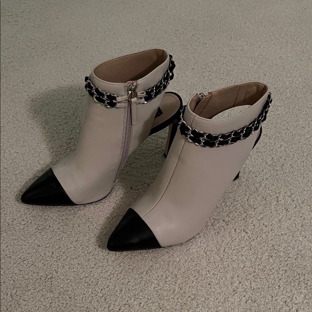 White House Black Market Black and White Ankle Boots